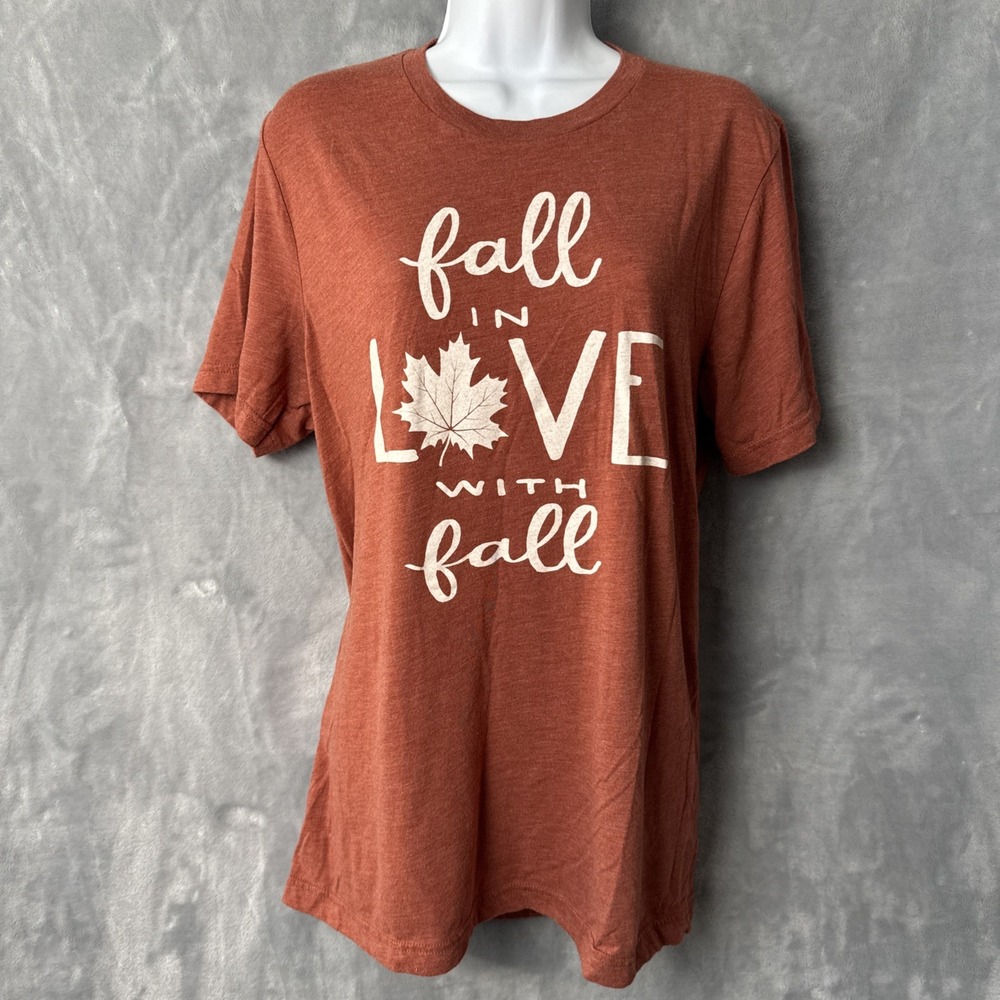 Texas True Threads Graphic T-Shirt Women LG Rust Fall‎ In Love With Fall Orange
